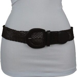 Women Mesh Braided Belt in Dark Brown Chocolate Color